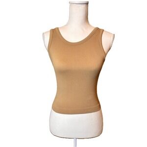 Aritzia‎ Sunday Best Ribbed Tank Top Camel Brown Sleeveless Stretch Knit Small